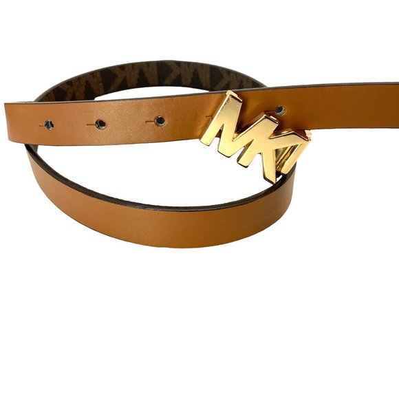 Size 6 Shoes 37" Belts Med MK Brown Monogram logo print gold-tone Bundle Set - Picture 5 of 7